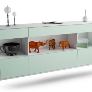 Sideboard Clarksville | hängend | Korpus Weiß | Front in Mint | 180x79x35cm (BxHxT)
