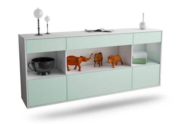 Sideboard Clarksville | hängend | Korpus Weiß | Front in Mint | 180x79x35cm (BxHxT)