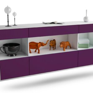Sideboard Clarksville | hängend | Korpus Weiß | Front in Lila | 180x79x35cm (BxHxT)