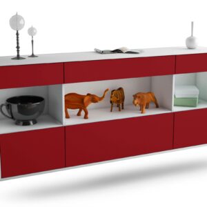 Sideboard Clarksville | hängend | Korpus Weiß | Front in Bordeaux | 180x79x35cm (BxHxT)