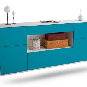 Sideboard Visalia | hängend | Korpus Weiß | Front in Türkis | 180x79x35cm (BxHxT)