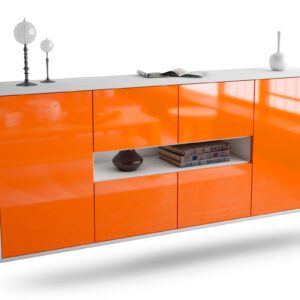Sideboard Stamford | hängend | Korpus Weiß | Front in Hochglanz Orange | 180x79x35cm (BxHxT)