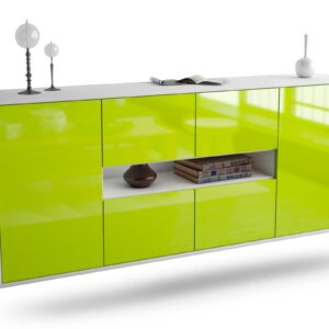 Sideboard Stamford | hängend | Korpus Weiß | Front in Hochglanz Grün | 180x79x35cm (BxHxT)
