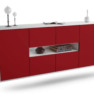 Sideboard Stamford | hängend | Korpus Weiß | Front in Bordeaux | 180x79x35cm (BxHxT)
