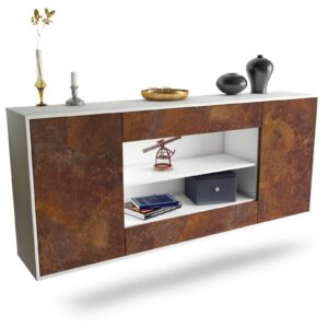 Sideboard Olathe | hängend | Korpus Weiß | Front in Rost Optik | 180x79x35cm (BxHxT)