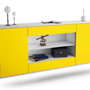 Sideboard Olathe | hängend | Korpus Weiß | Front in Gelb | 180x79x35cm (BxHxT)