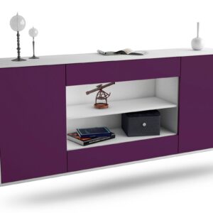 Sideboard Olathe | hängend | Korpus Weiß | Front in Lila | 180x79x35cm (BxHxT)