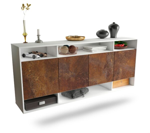 Sideboard Provo | hängend | Korpus Weiß | Front in Rost Optik | 180x79x35cm (BxHxT)
