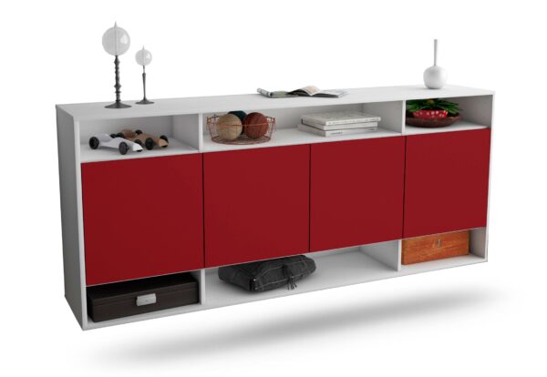 Sideboard Provo | hängend | Korpus Weiß | Front in Bordeaux | 180x79x35cm (BxHxT)