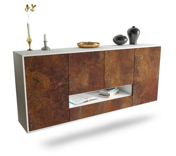 Sideboard Abilene | hängend | Korpus Weiß | Front in Rost Optik | 180x79x35cm (BxHxT)