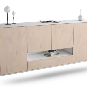 Sideboard Abilene | hängend | Korpus Weiß | Front in Zeder Holz Optik | 180x79x35cm (BxHxT)