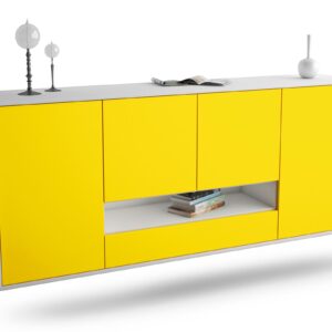 Sideboard Abilene | hängend | Korpus Weiß | Front in Gelb | 180x79x35cm (BxHxT)