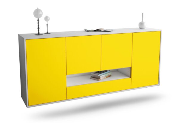 Sideboard Abilene | hängend | Korpus Weiß | Front in Gelb | 180x79x35cm (BxHxT)