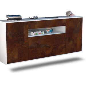 Sideboard Vallejo | hängend | Korpus Weiß | Front in Rost Optik | 180x79x35cm (BxHxT)