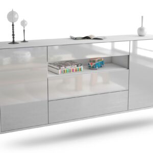 Sideboard Vallejo | hängend | Korpus Weiß | Front in Hochglanz Weiß | 180x79x35cm (BxHxT)