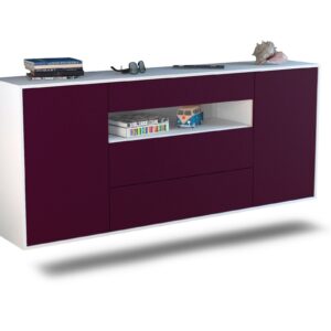 Sideboard Vallejo | hängend | Korpus Weiß | Front in Lila | 180x79x35cm (BxHxT)