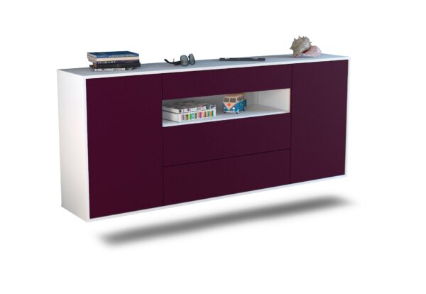 Sideboard Vallejo | hängend | Korpus Weiß | Front in Lila | 180x79x35cm (BxHxT)
