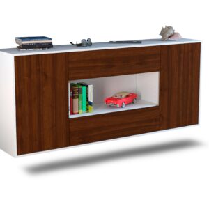 Sideboard Denton | hängend | Korpus Weiß | Front in Walnuss Holz Optik | 180x79x35cm (BxHxT)