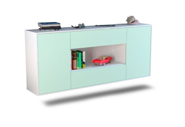 Sideboard Denton | hängend | Korpus Weiß | Front in Mint | 180x79x35cm (BxHxT)