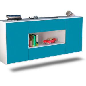 Sideboard Denton | hängend | Korpus Weiß | Front in Türkis | 180x79x35cm (BxHxT)