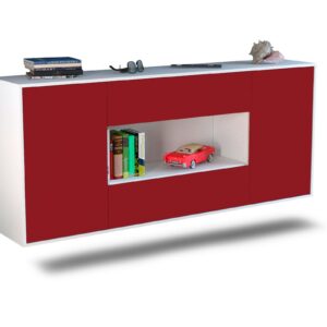 Sideboard Denton | hängend | Korpus Weiß | Front in Bordeaux | 180x79x35cm (BxHxT)