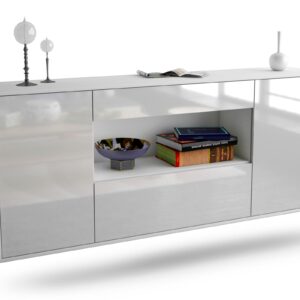 Sideboard Ann Arbor | hängend | Korpus Weiß | Front in Hochglanz Weiß | 180x79x35cm (BxHxT)