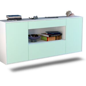 Sideboard Ann Arbor | hängend | Korpus Weiß | Front in Mint | 180x79x35cm (BxHxT)