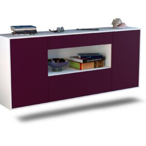 Sideboard Ann Arbor | hängend | Korpus Weiß | Front in Lila | 180x79x35cm (BxHxT)