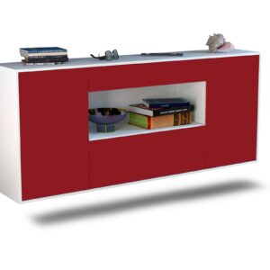 Sideboard Ann Arbor | hängend | Korpus Weiß | Front in Bordeaux | 180x79x35cm (BxHxT)