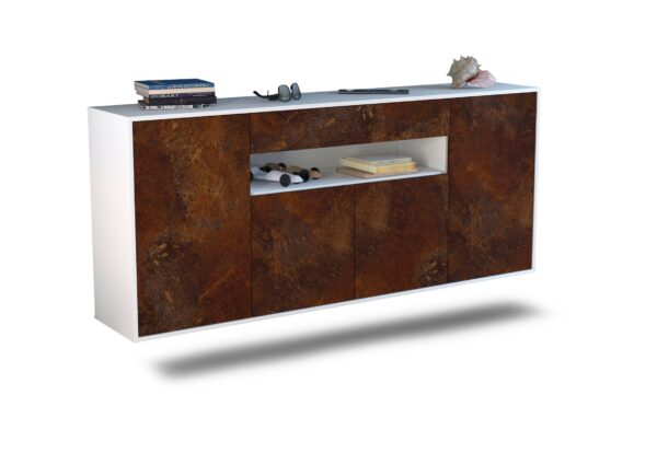 Sideboard Lansing | hängend | Korpus Weiß | Front in Rost Optik | 180x79x35cm (BxHxT)