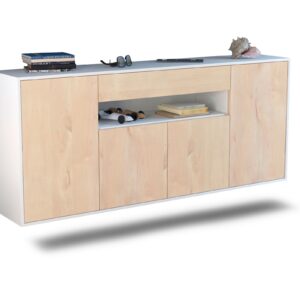 Sideboard Lansing | hängend | Korpus Weiß | Front in Zeder Holz Optik | 180x79x35cm (BxHxT)