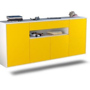 Sideboard Lansing | hängend | Korpus Weiß | Front in Gelb | 180x79x35cm (BxHxT)