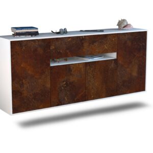 Sideboard Flint | hängend | Korpus Weiß | Front in Rost Optik | 180x79x35cm (BxHxT)