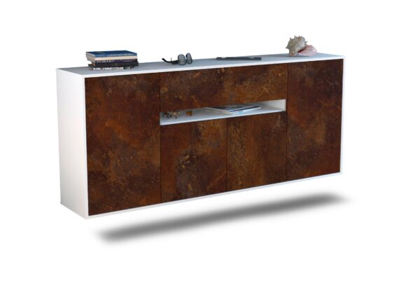 Sideboard Flint | hängend | Korpus Weiß | Front in Rost Optik | 180x79x35cm (BxHxT)