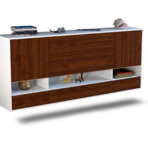 Sideboard Lafayette | hängend | Korpus Weiß | Front in Walnuss Holz Optik | 180x79x35cm (BxHxT)