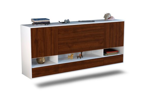 Sideboard Lafayette | hängend | Korpus Weiß | Front in Walnuss Holz Optik | 180x79x35cm (BxHxT)