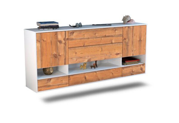 Sideboard Lafayette | hängend | Korpus Weiß | Front in Pinie Holz Optik | 180x79x35cm (BxHxT)