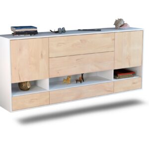 Sideboard Lafayette | hängend | Korpus Weiß | Front in Zeder Holz Optik | 180x79x35cm (BxHxT)