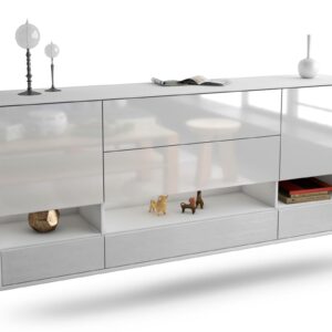 Sideboard Lafayette | hängend | Korpus Weiß | Front in Hochglanz Weiß | 180x79x35cm (BxHxT)
