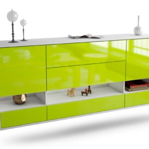 Sideboard Lafayette | hängend | Korpus Weiß | Front in Hochglanz Grün | 180x79x35cm (BxHxT)