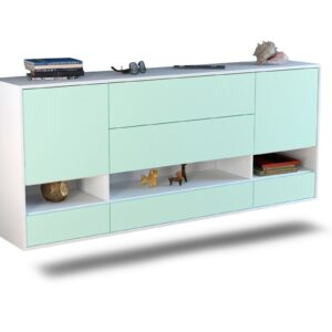 Sideboard Lafayette | hängend | Korpus Weiß | Front in Mint | 180x79x35cm (BxHxT)