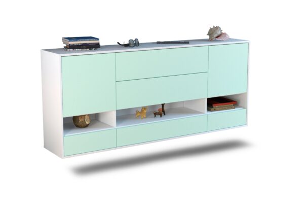 Sideboard Lafayette | hängend | Korpus Weiß | Front in Mint | 180x79x35cm (BxHxT)