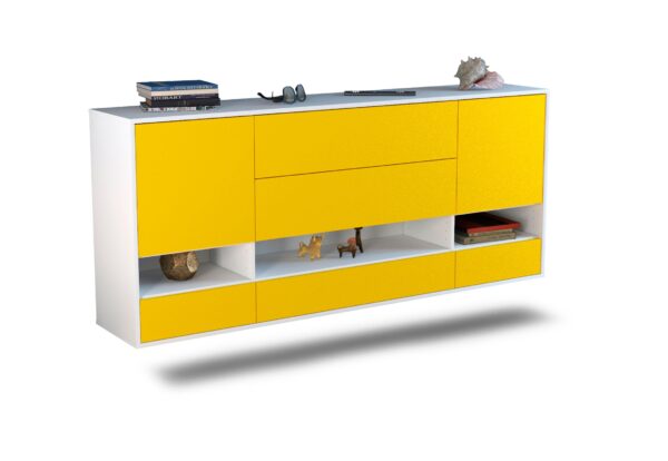 Sideboard Lafayette | hängend | Korpus Weiß | Front in Gelb | 180x79x35cm (BxHxT)
