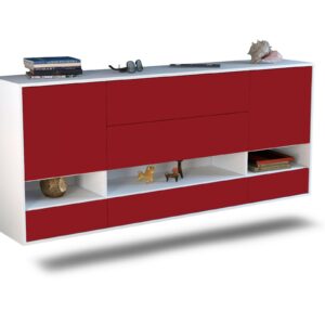 Sideboard Lafayette | hängend | Korpus Weiß | Front in Bordeaux | 180x79x35cm (BxHxT)