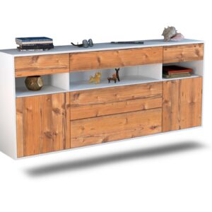 Sideboard Inglewood | hängend | Korpus Weiß | Front in Pinie Holz Optik | 180x79x35cm (BxHxT)