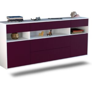 Sideboard Inglewood | hängend | Korpus Weiß | Front in Lila | 180x79x35cm (BxHxT)