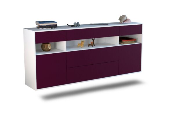 Sideboard Inglewood | hängend | Korpus Weiß | Front in Lila | 180x79x35cm (BxHxT)