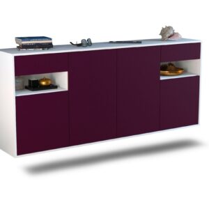 Sideboard Killeen | hängend | Korpus Weiß | Front in Lila | 180x79x35cm (BxHxT)