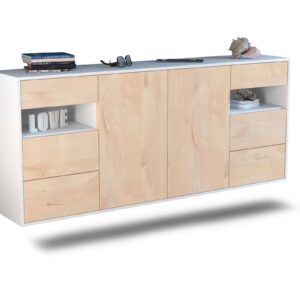 Sideboard Thornton | hängend | Korpus Weiß | Front in Zeder Holz Optik | 180x79x35cm (BxHxT)