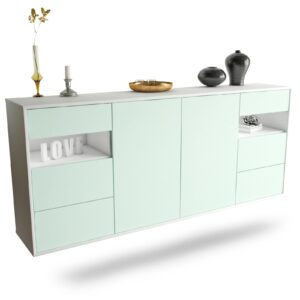 Sideboard Thornton | hängend | Korpus Weiß | Front in Mint | 180x79x35cm (BxHxT)